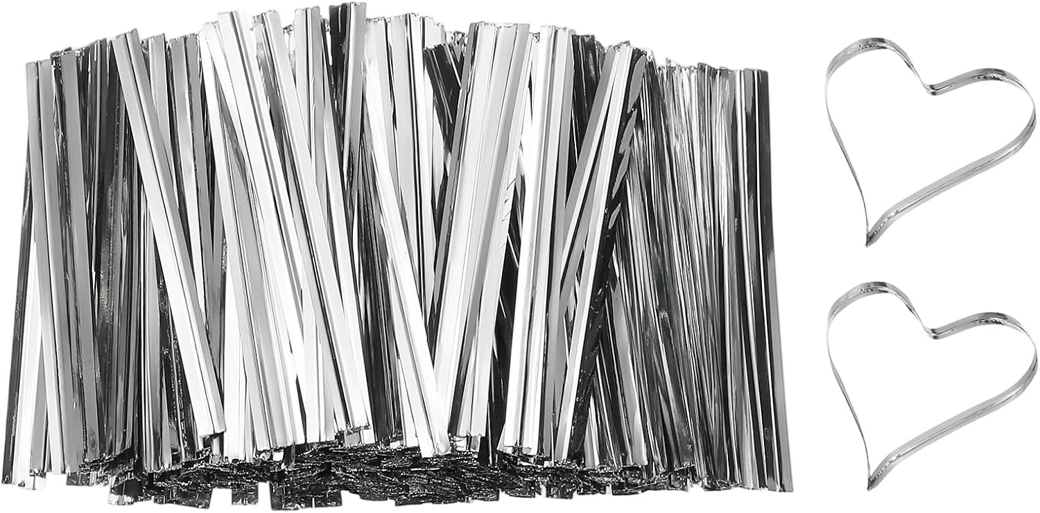 PATIKIL Bag Twist Ties 2 Inch, 800 Pcs Metallic Bread Ties for Treat Plastic Bags Gift Wrapping Candy Coffee Bag Plant Party Cake Favor, Silver