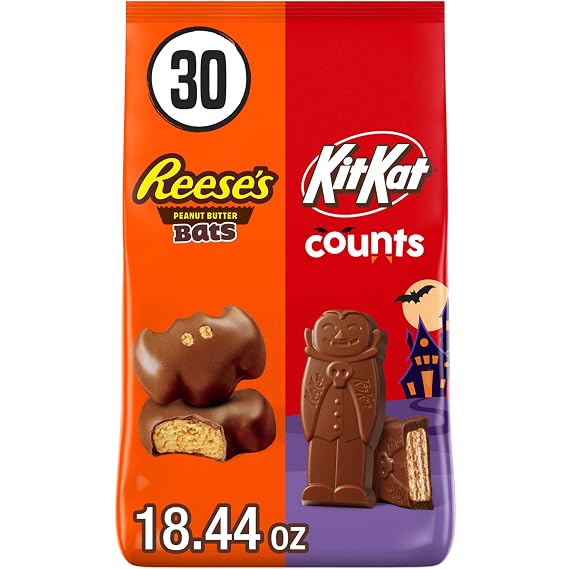 KIT KAT and REESE'S Assorted Milk Chocolate, Candy Bag, 18.44 oz (30 Pieces)