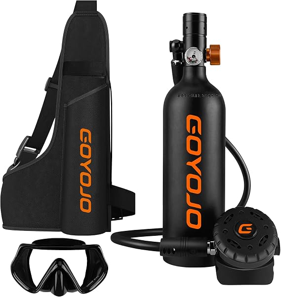 GOYOJO Mini Scuba Tank, Portable Diving Lung Air Tank with DOT Certified, Refillable Emergency Backup Pony Bottle for Snorkeling, Underwater Breathing, Training