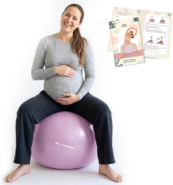 Trideer Pregnancy Ball for Daily Comfort & Labor, Exercise Guide Included