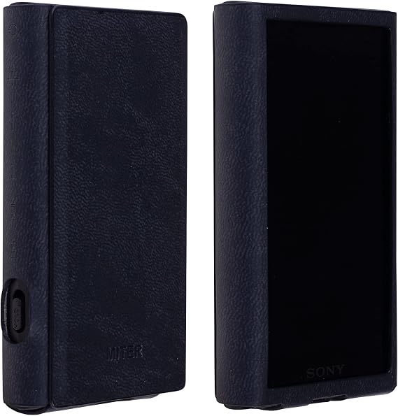 MITER CASE Compatible with Sony Walkman NW-A307 A306 A303 A300, Handmade Case Cover for A300 Series (Black)