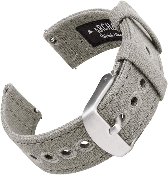 Archer Watch Straps - Canvas Quick Release Watch Bands (Ash Gray, 20mm)