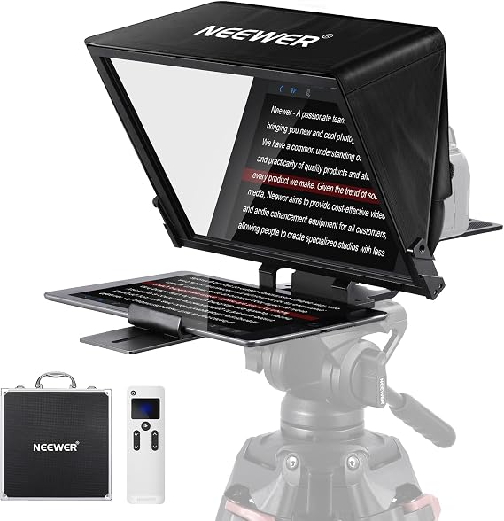 NEEWER Teleprompter X14 PRO with RT-110 Remote & APP Control (Bluetooth Connection via NEEWER Teleprompter App), 14 Portable No Assembly Compatible with iPad Android Tablet Smartphone Camera