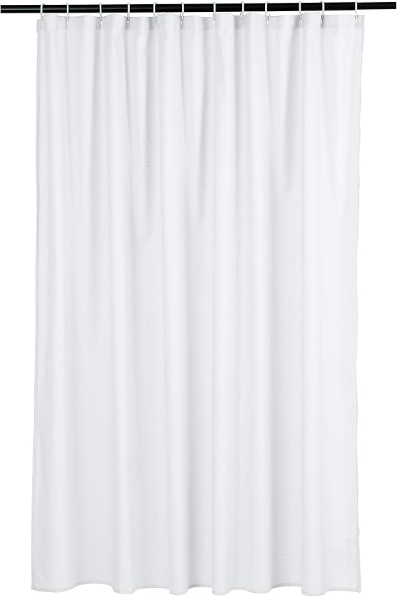 Amazon Basics Lightweight Super Soft Easy Care Microfiber Waffle Texture Shower Curtain , 72" x 72", White