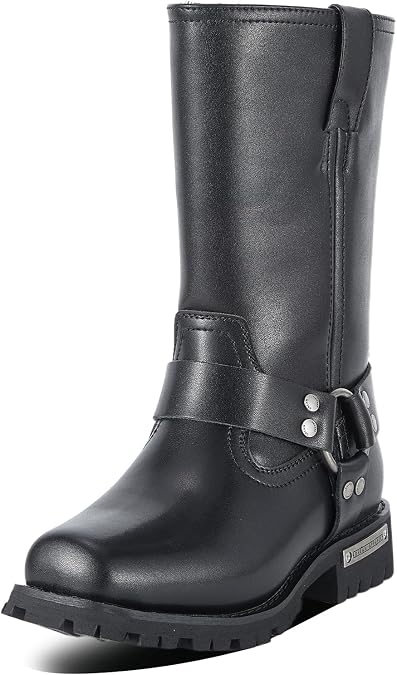 Motorcycle Boots for Women Black Mid Calf Motorcycle Riding Boots Waterproof PU Leather Boots