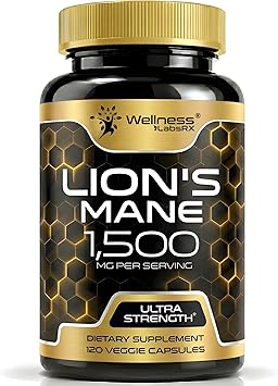 Lions Mane Supplement Capsules - 120 Count - Mushroom Supplement, Brain Supplements for Memory and Focus, Lion's Mane Mushroom Capsules Organic - Cognitive and Immune Support, Focus Supplement