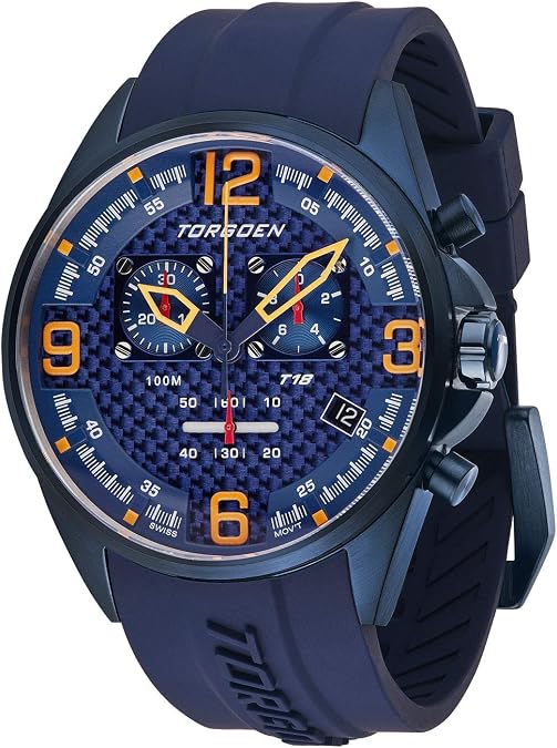 Torgoen T18 Carbon Fiber Chronograph Pilot Watch for Men, Swiss Quartz with K1 Crystal