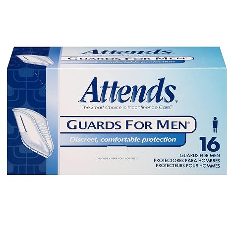 Attends Guards for Men, Maximum Absorbency Pads, Discreet Fit, 64 ct | Disposable Lightweight Incontinence Protection with Absorbent Core, Form-Fitting Shape, MG0400