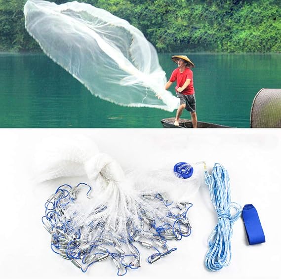 Fishing Net TBvechi Nylon Silk Nets Fishing Net Monofilament Gill Net Fish Net Hand Cast Fishing Net 6.6 Meter