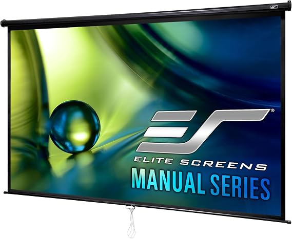 Elite Screens Manual Series, 84-INCH 16:9, Pull Down Manual Projector Screen with AUTO LOCK, Movie Home Theater 8K / 4K Ultra HD 3D Ready, M84UWH, 16:9, Black