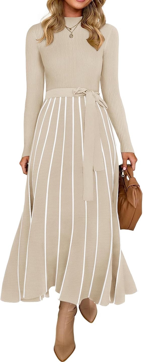 ZESICA Sweater Dresses for Women Fall Long Sleeve Maxi Dress
