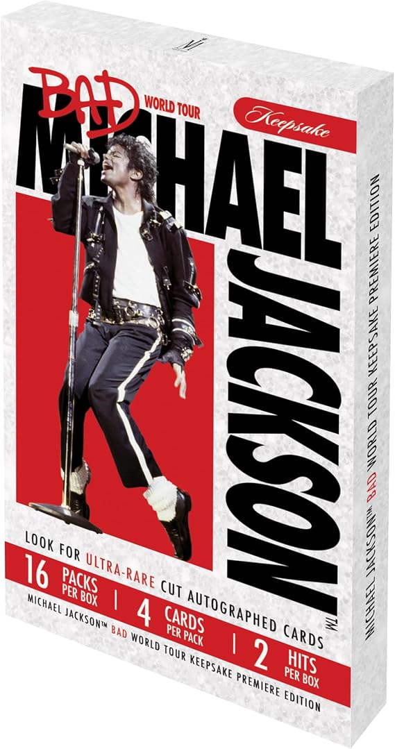 Michael Jackson Bad World Tour Keepsake Premiere Hobby Box: 16 packs, Chase Rare 1/1 Cut Signature and authentic tour-worn gloves, set of 300+ cards