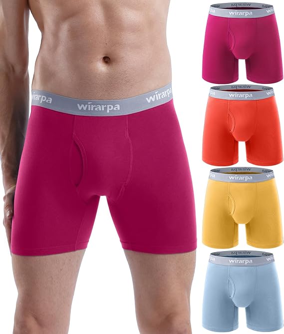 wirarpa Men's Underwear Trunks Cotton Boxers 4 Pack