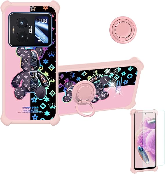 jioeuinly for NUU Mobile B40 Case Compatible with Nuu B40 5G Phone Case Cover [Hard PC + Soft Silicone][Ring Support] [Colorful Reflect Light] IMDF-JXX