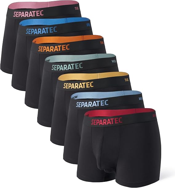Separatec Men's Boxer Shorts Pack of 7 Double Bag Men's Underpants Bamboo Rayon Breathable Soft Underwear