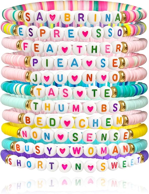 Sabrina-Friendship Bracelets Carpenter-Merch - Inspired by Short n' Sweet Concert Colorful Bracelets, Stackable Stretch Bracelets, Cosplay Merchandise for Fans Birthday Christmas