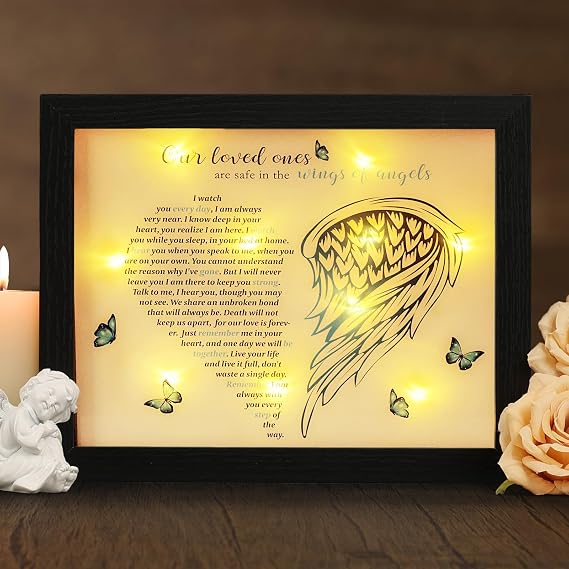 Memorial Gifts LED Shadow Box Sympathy Gift Condolences Grief Angel Wings