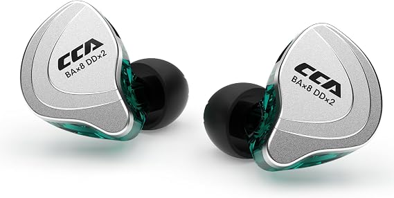 CCA C10 Wired Headphone, 4BA+1DD Hybrid HiFi in Ear Earbuds Monitor, Sports Stereo Noise Cancelling IEM Headphone with Detachable Cable for Singers (with Microphone, Cyan)......