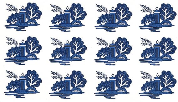 Blue Willow China Rectangles Overglaze Waterslide Ceramic Decals 1.75 Inch (12 Decals)