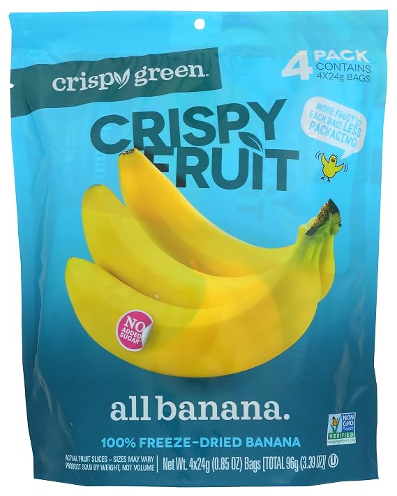Crispy Green All Banana 100% Freeze-Dried Banana, No Added Sugar, Vegan Friendly, Kosher, Gluten Free & Non-GMO, 3.39 Ounce (Pack of 8)