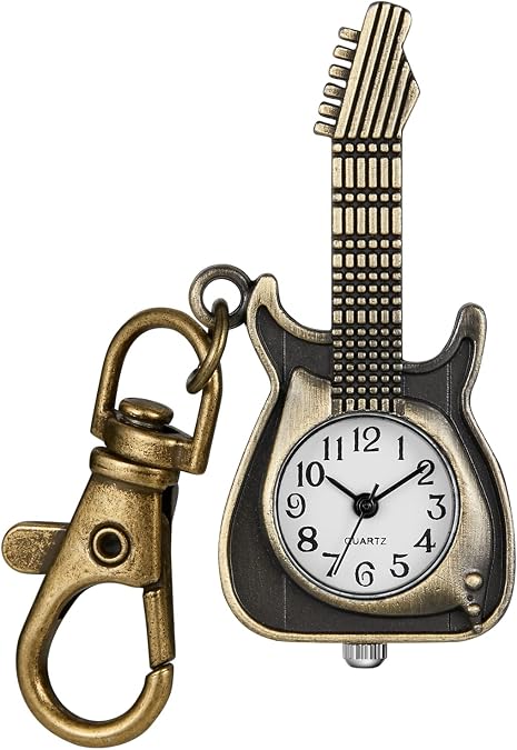 Men's Portable Quartz Pocket Watch with Key Chain,Portable Quartz Arabic Digital Dial Pocket Watches with Chain