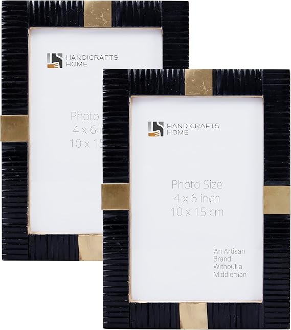 Handicrafts Home Decorative Resin Inlay Black Picture Frame Set of 2, 6x4