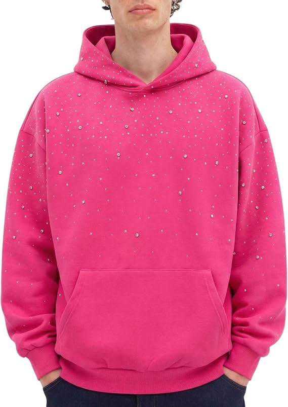 Vamtac Rhinestone Hoodies Men Oversized Hooded Sweatshirts Fashion Casual Hoodie Pullover Y2k Streetwear Tops