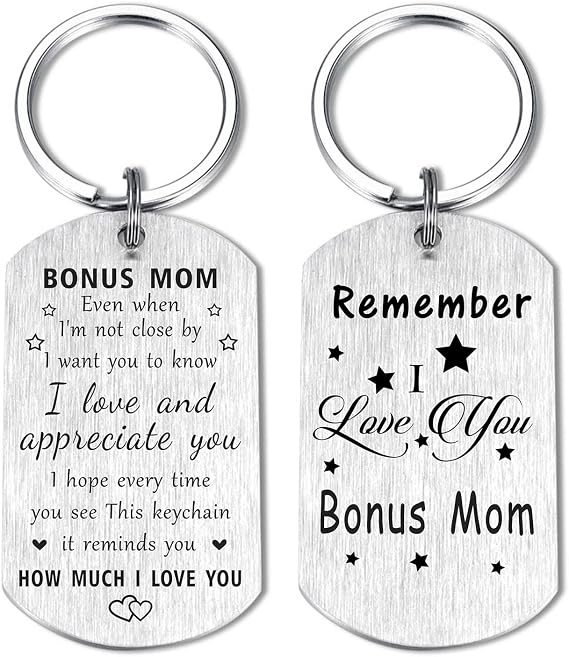 Resdink Bonus Mom Keychain, Remember I Love You Step Mom Mothers Day Birthday Gifts, Meaningful Stepmom Present for Xmas