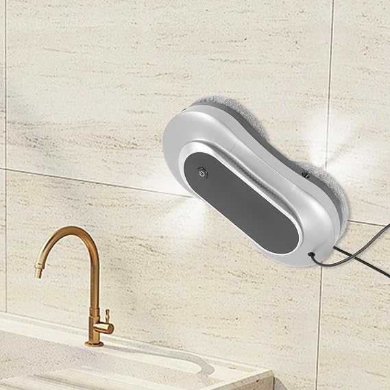 Window Cleaner Robot,Window Cleaner Robot with Dual Water Spray,Remote Control Window Cleaning Robot Smart Glass Cleaning Robotic with 10 Cleaning Cloths (Silver Gray)