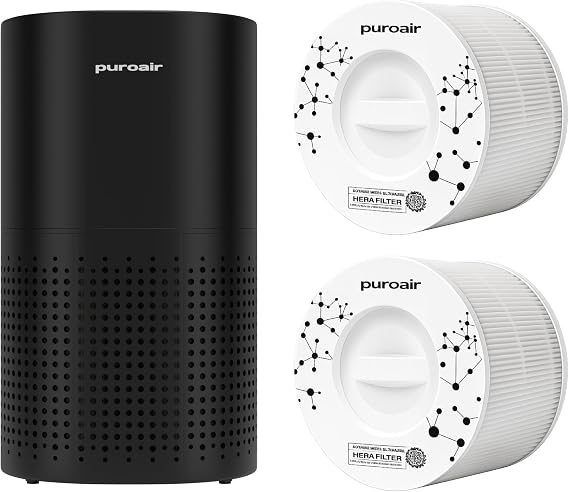 PuroAir 240 HEPA Air Purifier and 2 HEPA Air Filters - Covers Up To 1,000 Sq Ft - Filters Up To 99.9% of Pollutants, Smoke, Pollen, Dust - Quiet HEPA Air Filter - Air Purifiers for Bedroom