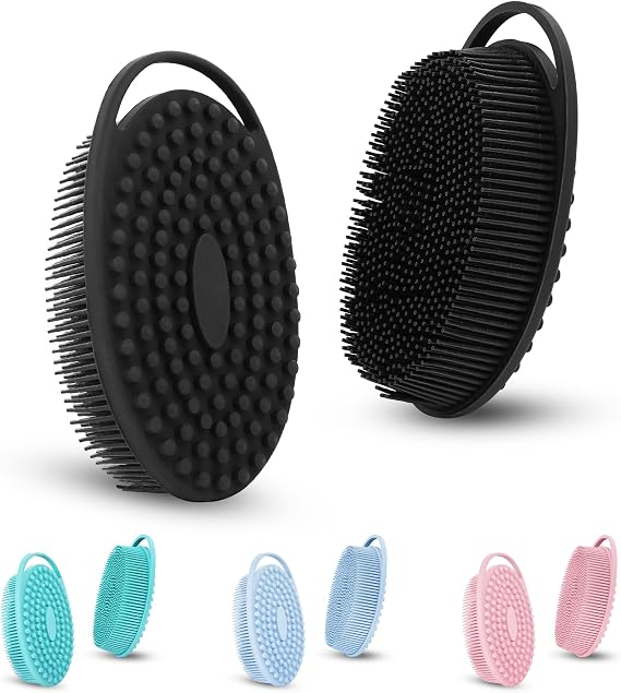1 Piece Silicone Body Scrubber, Shower Brush, Gentle Exfoliating Body Scrubber, Soft Silicone Loofah, Rich Lather, Long Lasting, Suitable for Sensitive Skin Types(Black)