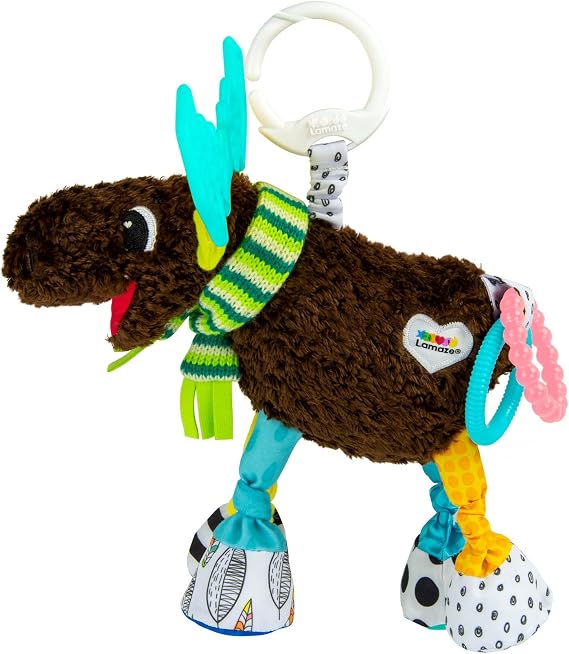 Lamaze Early Development Baby Toys Mortimer the Moose | Portable Baby Sensory Toy, Early Childhood Development, Stroller And Car Seat Attachment, Ages 0 Months+