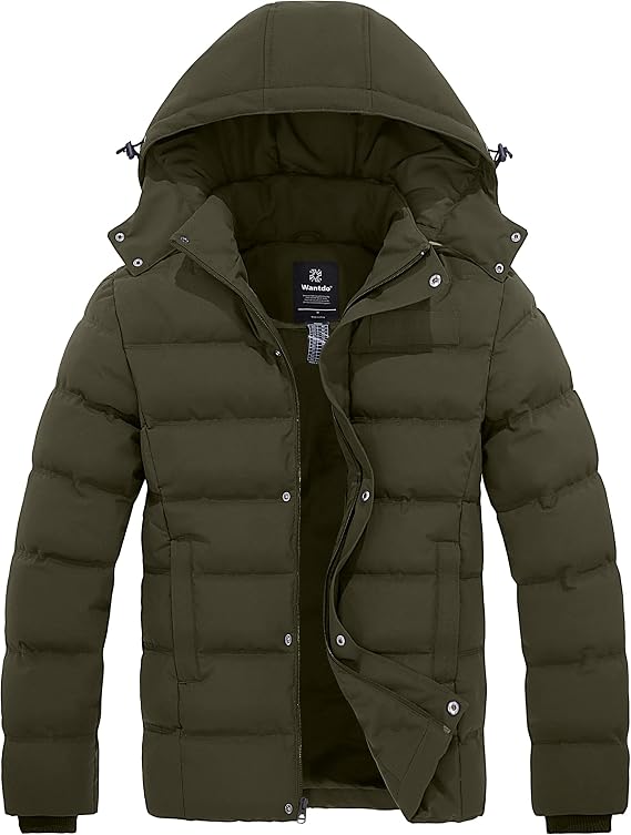 wantdo Men's Puffer Jacket Hooded Winter Coat Warm Thicken Winter Jacket