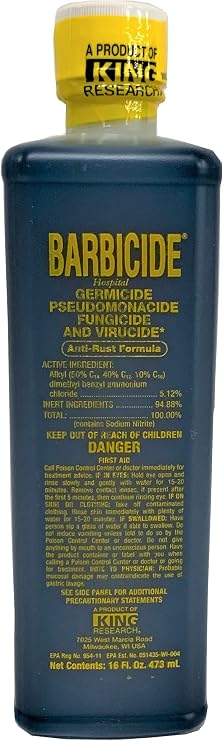 BARBICIDE Disinfectant Concentrate Pint (16 Fl Oz) | EPA-Registered, Hospital-Grade Germicide for Salons & Barbershops | Anti-Rust Solution for Shears, Combs & Professional Tools