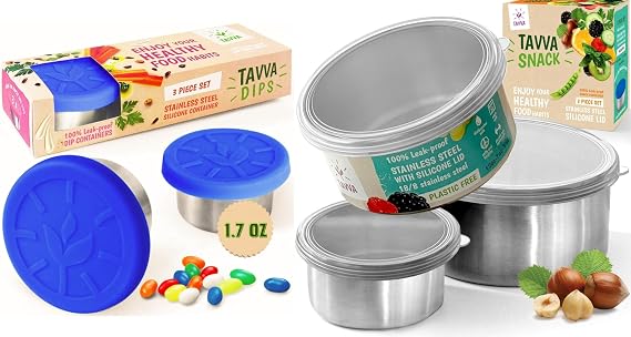 TAVVA Bundle On-The-Go for Kids - 1.7oz Set of 3, Snack Set of 3 - Plastic-Free Snack Containers