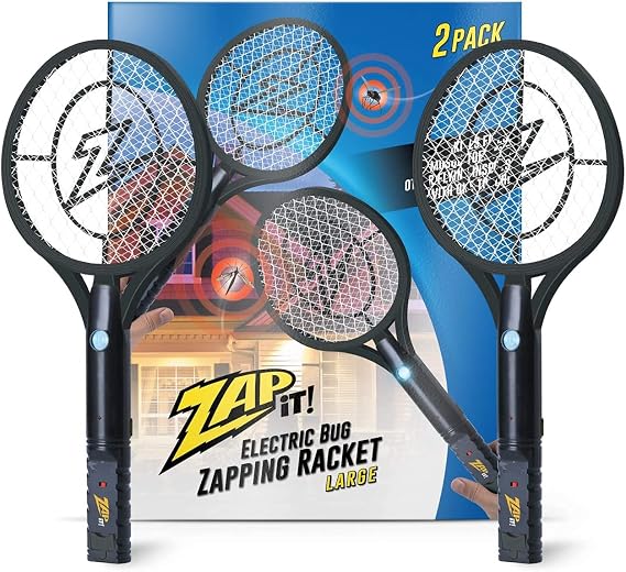 ZAP IT! Bug Zapper Rechargeable Bug Zapper Racket, 4,000 Volt, USB Charging Cable, 2 Pack