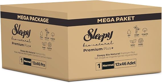 Sleepy Bio Natural Premium Plus Hijyenik Ped Mega Paket Normal 46x12 (552 Adet)
