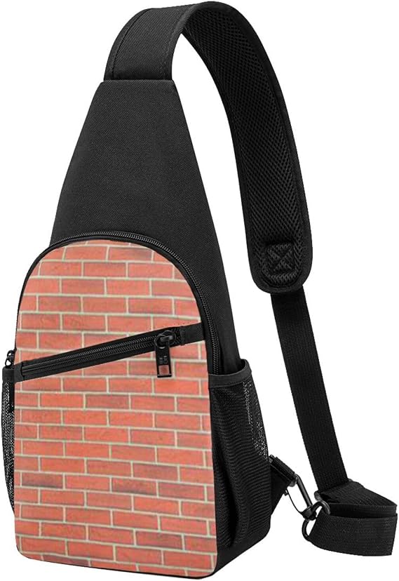 Red Brick Wall Texture Print Crossbody Bags,Small Sling Chest pack Casual Funny Chest Bag for Women Men Suit for Travel Sports Running