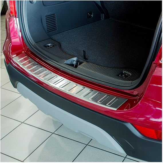 teileplus24 L578 Boot Sill Protector V2 A Stainless Steel Compatible with Opel Mokka X 2016-2019 Folded Edge