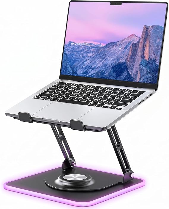 360Rotating Laptop Stand with RGB Lights, Fits 10-16"Laptops MacBooks