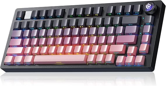 LEOBOG x Aula Wireless Mechanical Keyboard,75% Gasket Hot Swappable Custom Keyboard with Knob, 2.4GHz/USB-C/BT5.0 Mechanical Gaming Keyboards for PC/MAC/Windows - Seiya Switch, Black Pink (HI75C Pro)