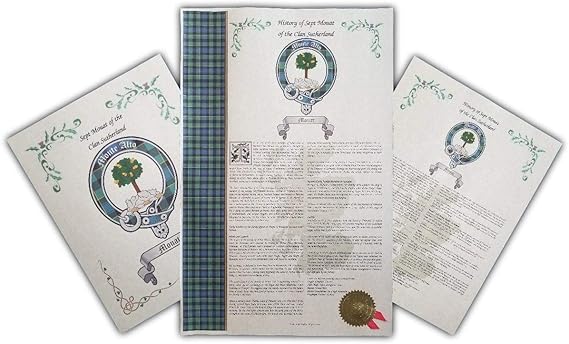 Mr Sweets McKinney Scottish Clan & Sept History 3 Print Combo - Tartan, Buckle, Crest, Last Name Surname Meaning, Genealogy, Family Tree Research Aid, Roots, Ancestry, Ancestors and Namesakes