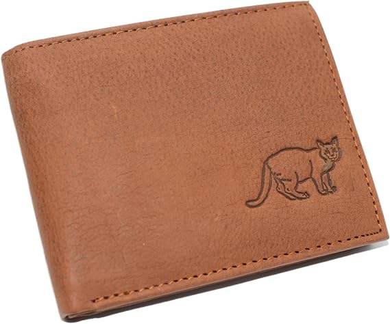 MARSHAL Cat RFID Blocking Real Leather Bifold Trifold Kitty Cat Wallet for Men (Bifold)