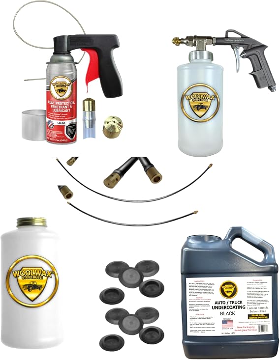woolwax 1 Gallon Black Undercoating Kit Bundle w/PRO Gun& 2 Wands.