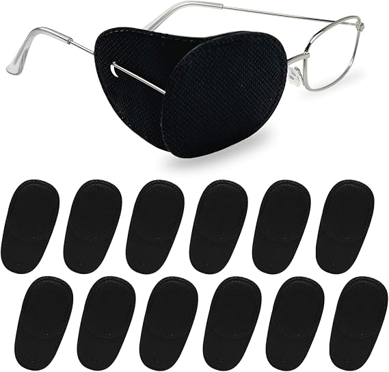 Eye Patches for Glasses Left & Right Black Patches for Amblyopia, Strabismus, Lazy Eye Treatment & Post-Surgery Recovery(6 Pack)