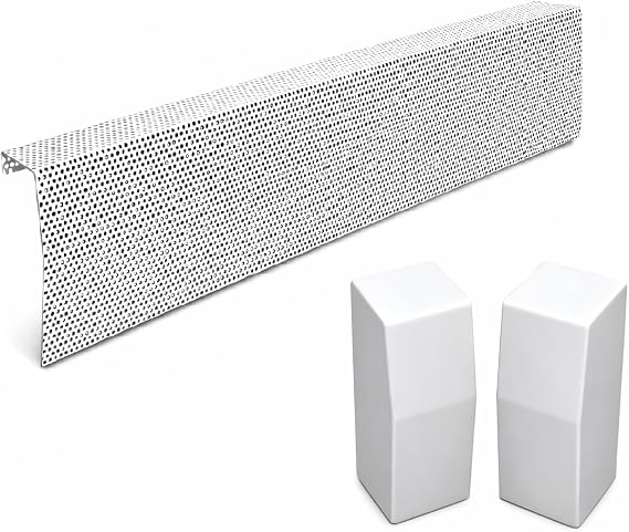 Baseboarders Premium Series 2 ft (24 in) Galvanized Steel Slip-On Baseboard Heater Cover + Left & Right Endcaps, Rust Resistant, White, for Hydronic Hot-Water Systems