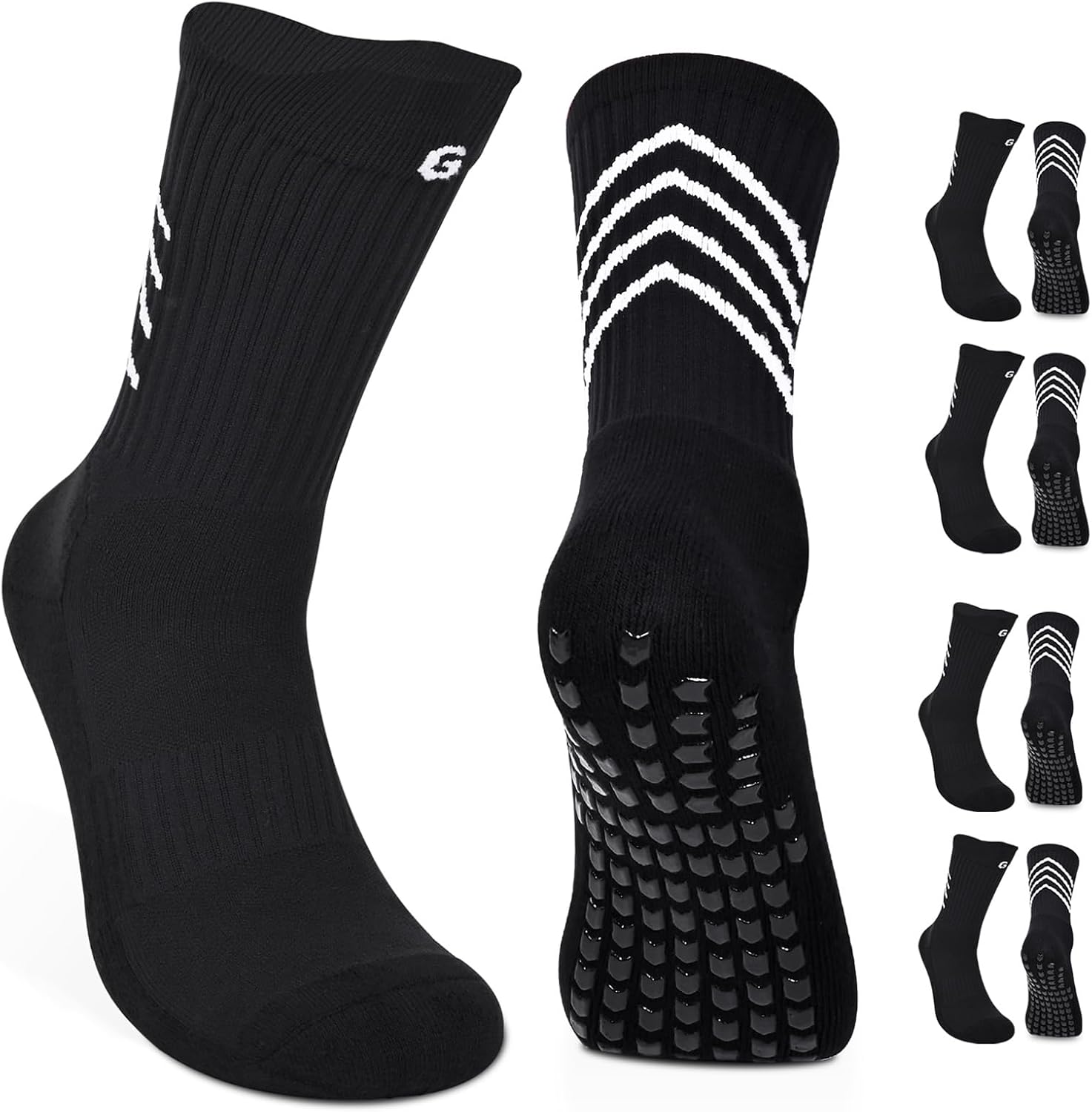 GOGOGOAL 4-pairs Anti-slip Cotton Soccer Socks Men Women Youth Cushioned Breathable Comfortable Grip Athletic Sock 6-8.5 9-12