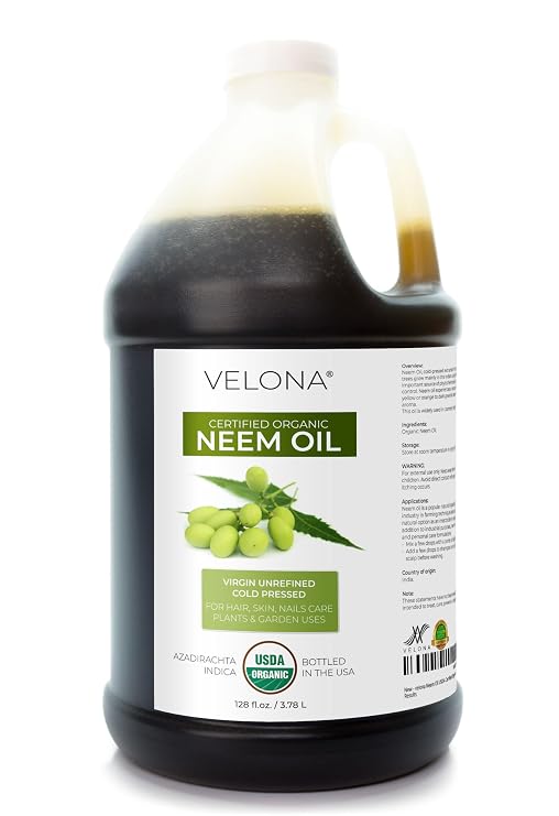 velona USDA Organic Neem Oil - 1 Gallon / 128 fl oz, Cold Pressed