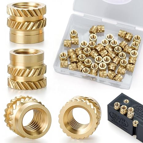 200 pcs M3 Brass Heat-Set Threaded Inserts for 3D Printing & Plastic Parts, Knurled Nuts Heat Insertion Brass Metric Inserts(M3 x L4 x D5)