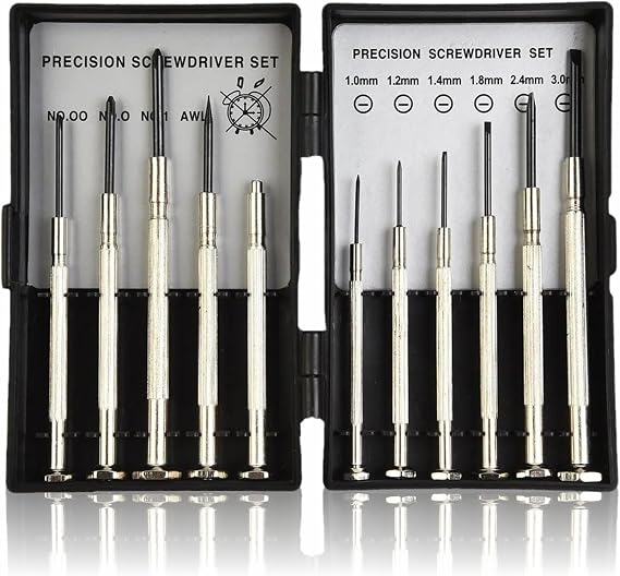 11 Pcs Precision Mini Screwdriver Set, Glasses Repair Small Screwdriver, Precision Repair Tool Kit with 11 Different Size Flathead and Philips Screwdrivers, Ideal for Glasses, Watch, Jewelers